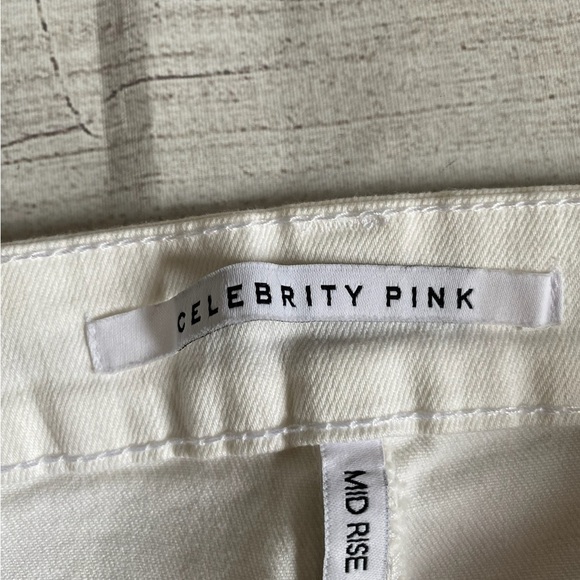Celebrity Pink Mid Rise Cream Colored Skinny Jeans with Classic Denim Texture - Picture 4 of 6